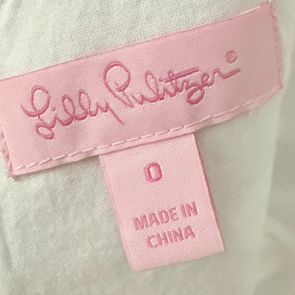 🦜Lilly Pulitzer Delia Bright Navy Johnny B Applied Lace Front Shift Dress Sz 0 - Picture 8 of 10